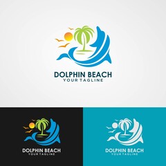 Vector logo, badge, emblem, symbol, icon template design with Summer Theme