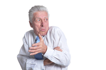 close up portrait of senior businessman in formal wear posing