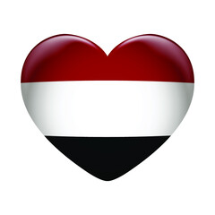 Yemen flag icon isolated on white background. Yemen flag. Flag icon glossy.