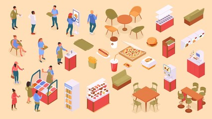 Food Court Isometric Color Set