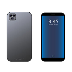 Realistic image jpg smartphone computer lock screen with abstract colored geometric wallpaper. Big and small modern tablet PC design isolated on white background. jpeg image jpg Illustration
