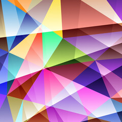 Polygonal rainbow mosaic background. Abstract low poly vector illustration. Triangular pattern, copy space. Template geometric business design with triangle for poster, banner, card, flyer