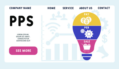 PPS - Pay Per Sale acronym. business concept background.  vector illustration concept with keywords and icons. lettering illustration with icons for web banner, flyer, landing pag
