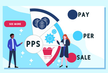 PPS - Pay Per Sale acronym. business concept background.  vector illustration concept with keywords and icons. lettering illustration with icons for web banner, flyer, landing pag