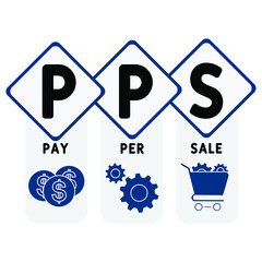 PPS - Pay Per Sale acronym. business concept background.  vector illustration concept with keywords and icons. lettering illustration with icons for web banner, flyer, landing pag