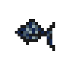 Pixel art symbol Fish. Vector Pixel underwater world icons high detailed. Video game graphics.