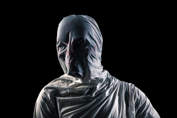 Portrait of a scary ghost isolated on black background with clipping path