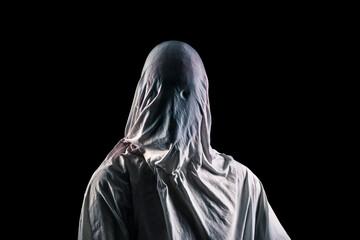 Portrait of a scary ghost isolated on black background with clipping path