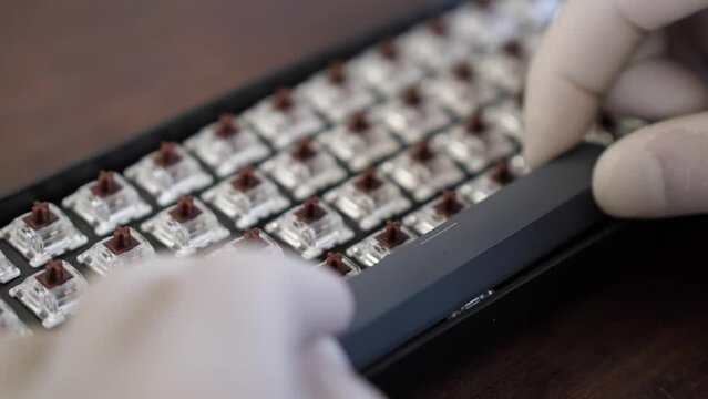 Assembling a mechanical keyboard on brown switches. clicking sounds