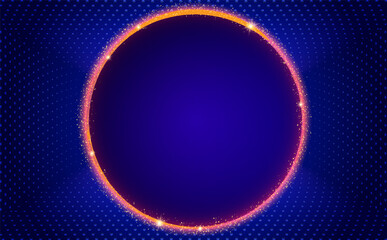 Abstract blue dot lines shapes wall vector background with round shining banner