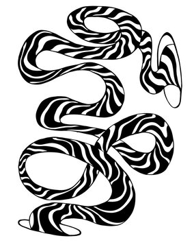 Stripe crazy dizzy line doodle style pattern, isolated on white background. Decorative black and white abstract element. Waves cartoon portal.