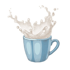 Milk splash in a glass on a white background