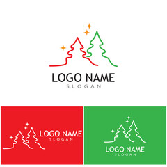 Fototapeta na wymiar Christmas tree Logo Template vector symbol nature