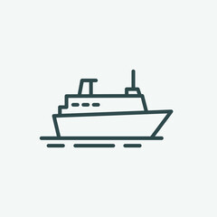 Cruise ship line icon. Sea travel and Marine symbol. Vector