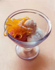 Chocolate Vanilla Ice Cream In Glass Cup