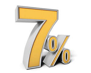7% 3d. Seven percent 3d isolated on white Background. Percentage, sale Concept. 3D rendering. 3D illustration