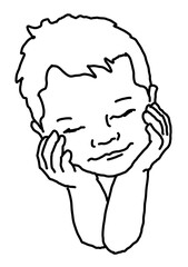 New born sweet baby face emotions. Little cute boy sleeping. Hand drawn character illustration. Retro vintage comic cartoon line style drawing.