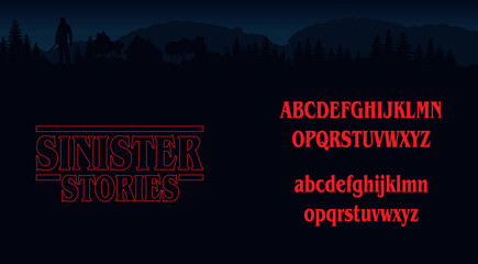 Halloween lettering, Sinister Stories Alphabet, Retro 80's letters, Horror Style ABC, Scary Movie Title