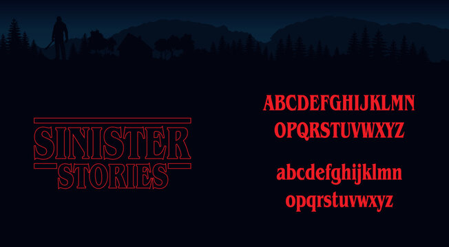 Halloween Lettering, Sinister Stories Alphabet, Retro 80's Letters, Horror Style ABC, Scary Movie Title