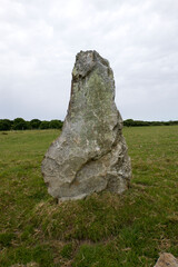 Nine Maidens stone row Cornwall all the stones are of quartz the north-eastern stone is prostrate and broken it measures 15 feet in length the tallest of those still standing is 6 feet 7 inches high 