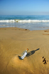 Bottle with message inside found on the beach, when? Even when?