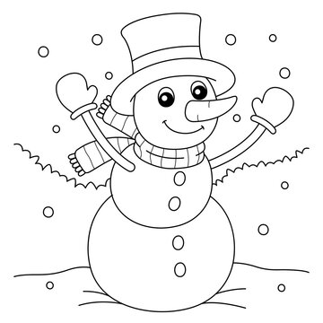 Snowman Christmas Coloring Page for Kids