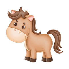 Cute watercolor horse on white isolated © ekkoss