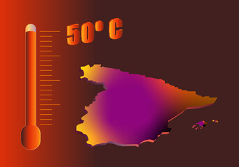 España, ola de calor, calentamiento global - obrazy, fototapety, plakaty