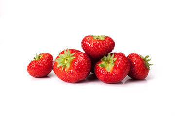 fresh organic strawberries isolated on white background
