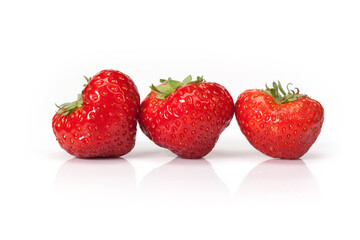 fresh organic strawberries isolated on white background