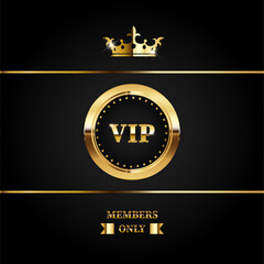 Premium VIP banner with gold elements and crown
