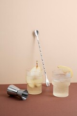 Close up foods cocktails tall glass