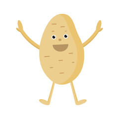 Potatoes in form of joyful little man on white background