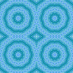 Abstract seamless kaleidoscopic pattern of hand drawn watercolor elements