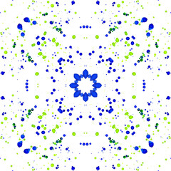 Abstract seamless kaleidoscopic pattern of hand drawn watercolor elements