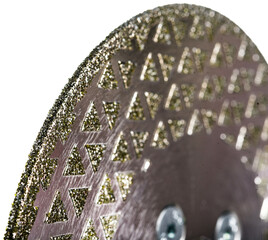 saw metal disc close-up on a white background