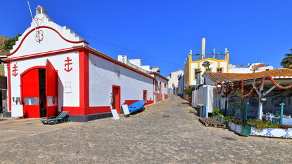 Cobbled Rua Vasco da Gama Street-Old lifeguard station. Alvor Portimao-Portugal-342
