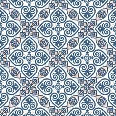 Abstract floral seamless pattern. Mosaic floral ornamental background. Muslim ornament in arab orient style. Arabic, Indian motifs. Good for fabric, textile, wallpaper or package background design