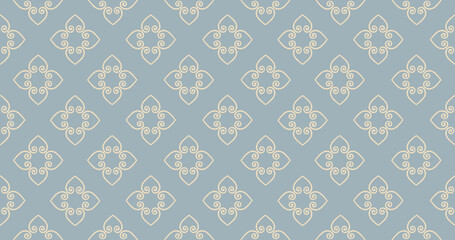 Abstract seamless pattern. Stylish brocade ornament with geometric shapes. Floral ornamental texture. Artistic backdrop in arab orient textile style.