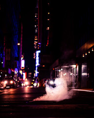 Vapor from the street subway in Manhattan