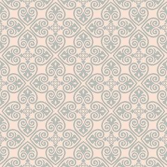 Fototapeta premium Seamless pattern with floral asian ornament. Abstract ornamental texture. Artistic diagonal flourish tile background in arab orient style