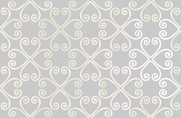 Seamless pattern with floral asian ornament. Abstract ornamental texture. Artistic diagonal flourish tile damask background