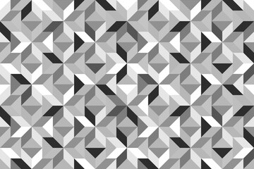 Abstract geometric mosaic seamless pattern. Stylish monochrome ornament of geometrical shapes