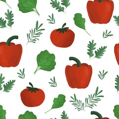Hand drawn Organic vegetables Seamless pattern
