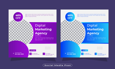 Digital business Unique Modern marketing agency web banner and social media post
