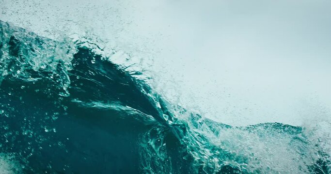 Amazing stormy ocean wave breaking in slow motion