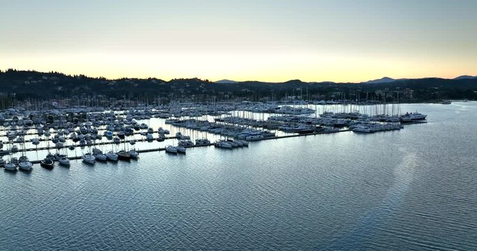 Flying over yachts, Corfu Greece