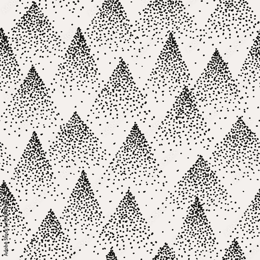 Poster seamless hand drawn pattern with dotted mountains