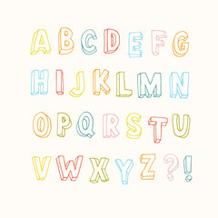Hand drawn color alphabet