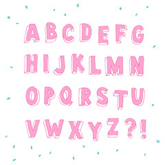 Hand drawn pink font